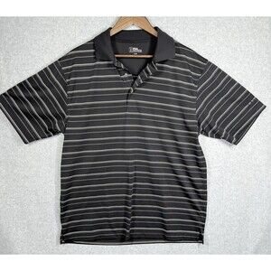 PGA Tour Golf Polo Shirt Mens Sz Lg Black Regular Fit Collared Short Sleeve Logo